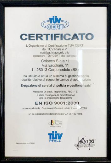 Certificato iso 9001 Coiseco 2002